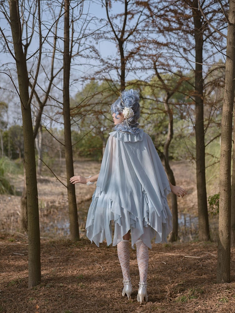 Detachable Cape Irregular Hemline JSK