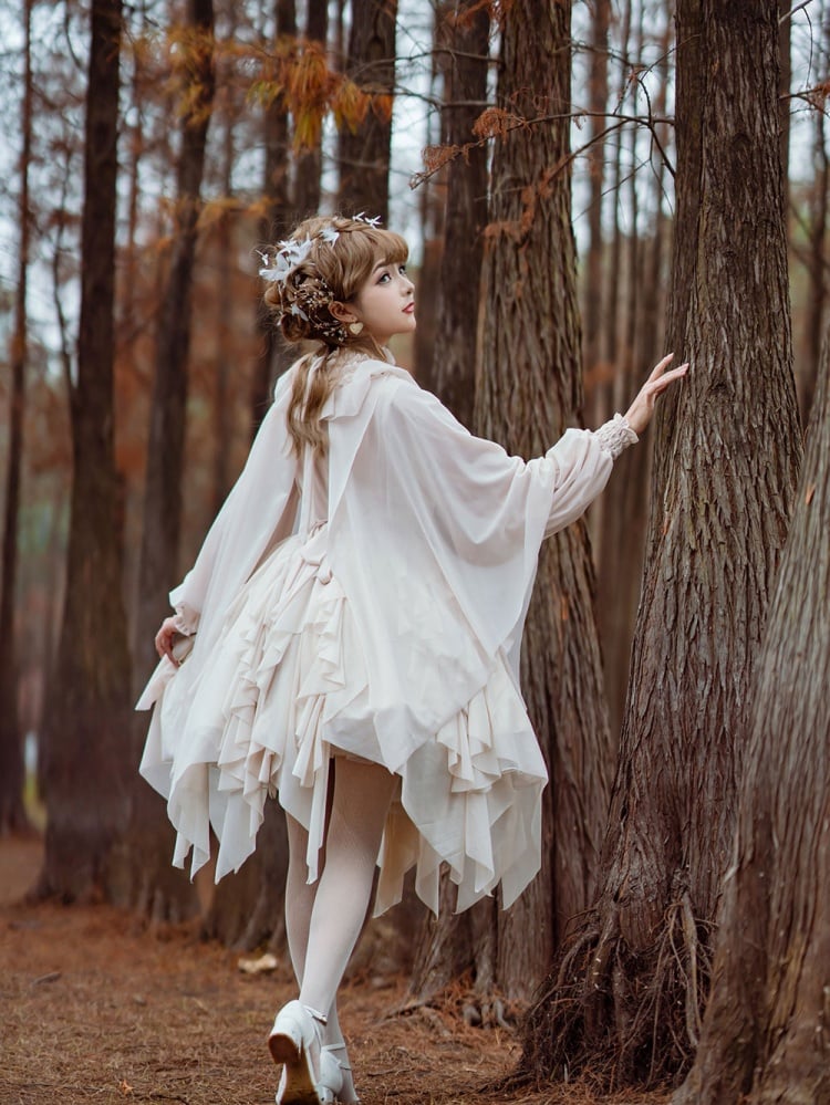 Detachable Cape Irregular Hemline JSK