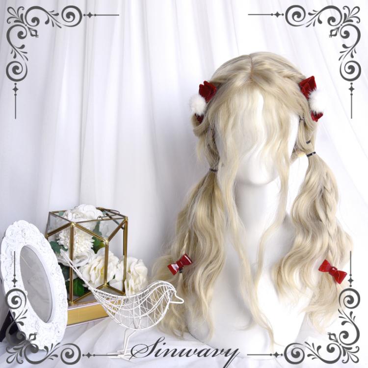 Dark Brown / Gold Long Curly Synthetic Wig with Bangs