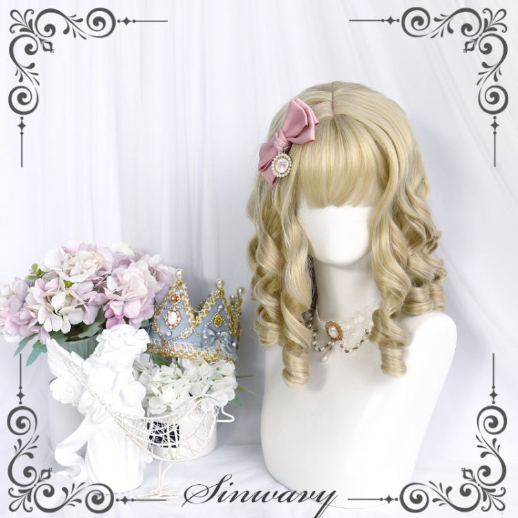 Pearl Mid-length Roman Curly Synthetic Wig with Bangs