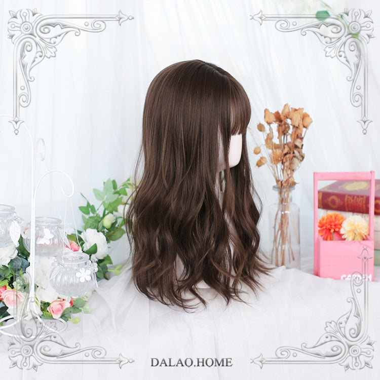 Wenger Brown Long Curly Synthetic Wig with Air Bangs