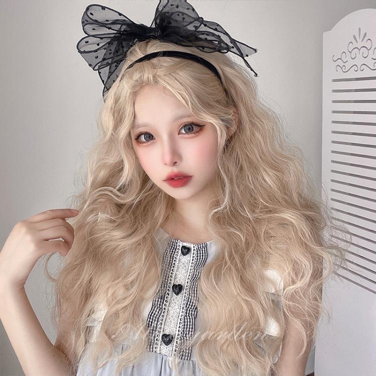 Gold JK Long Wool Curly Synthetic Wig with Bangs