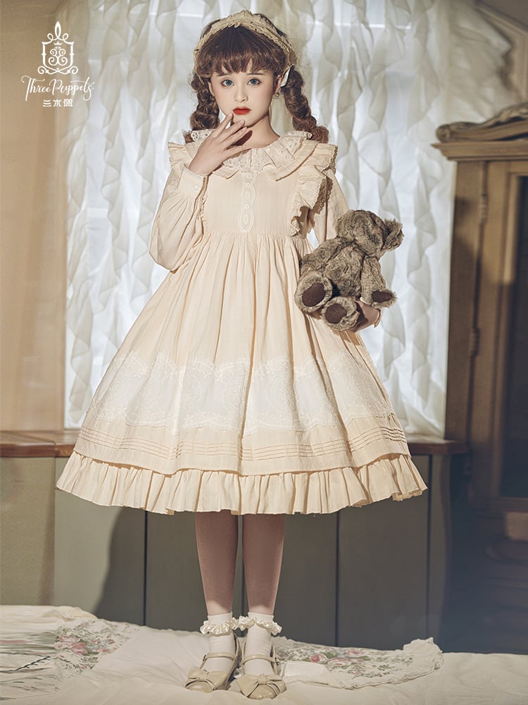 Camellia Peter Pan Collar Long Sleeves Sweet One Piece