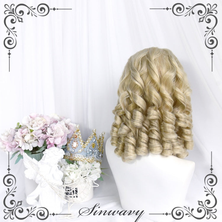 Pearl Mid-length Roman Curly Synthetic Wig with Bangs