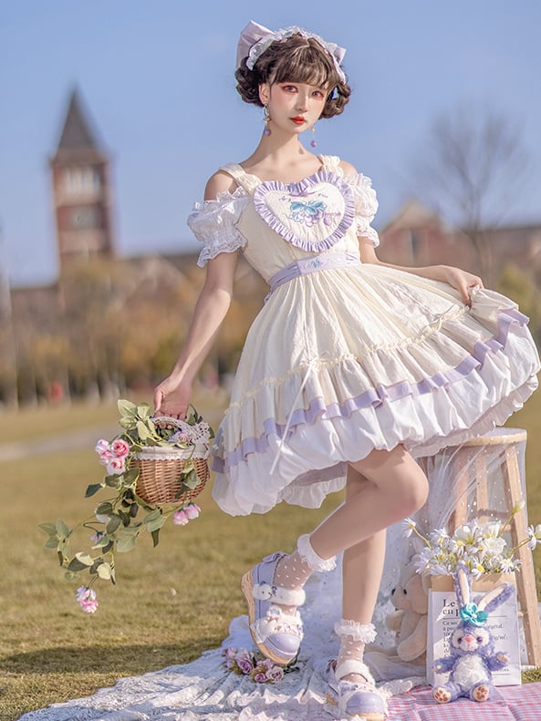 Grape Embroidery Bud Skirt Sweet Jumper Skirt