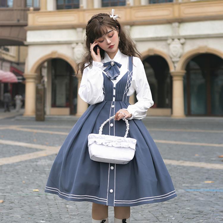 Book of Lies Sweetheart Neckline Military Jumper Skirt with Tie