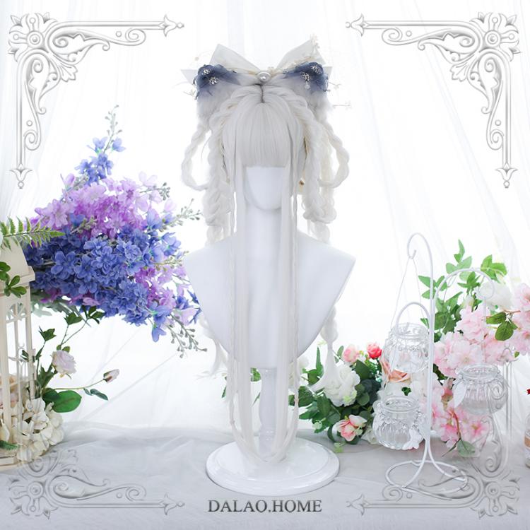 Guangyun White Long Straight Synthetic Wig with Air Bangs