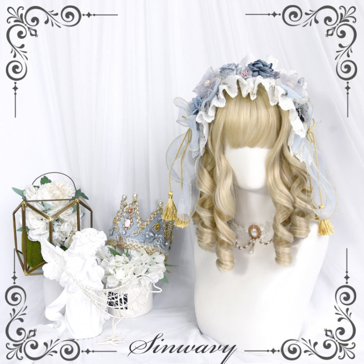 Pearl Mid-length Roman Curly Synthetic Wig with Bangs