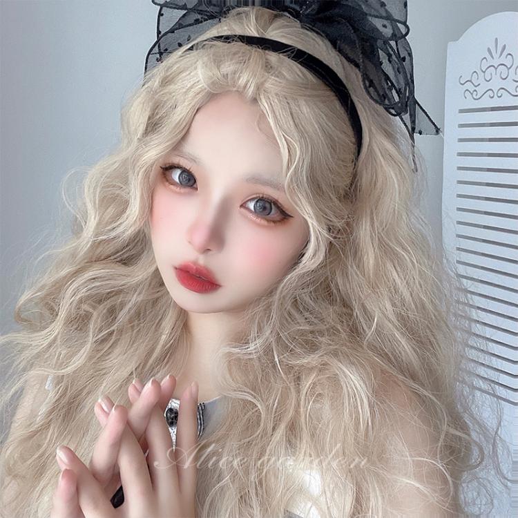 Gold JK Long Wool Curly Synthetic Wig with Bangs