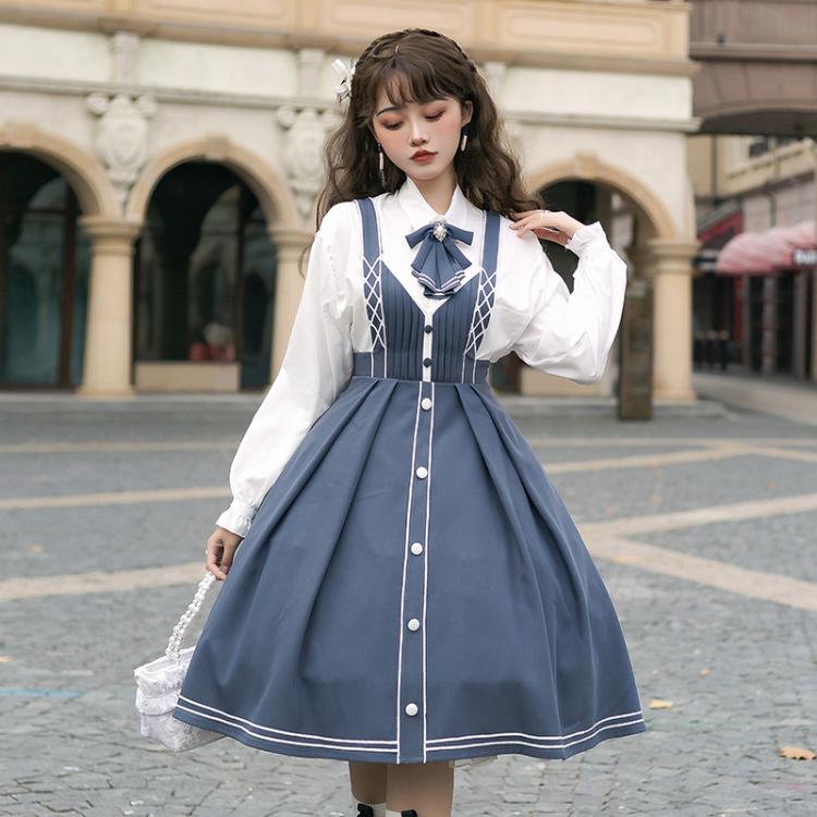Book of Lies Sweetheart Neckline Military Jumper Skirt with Tie