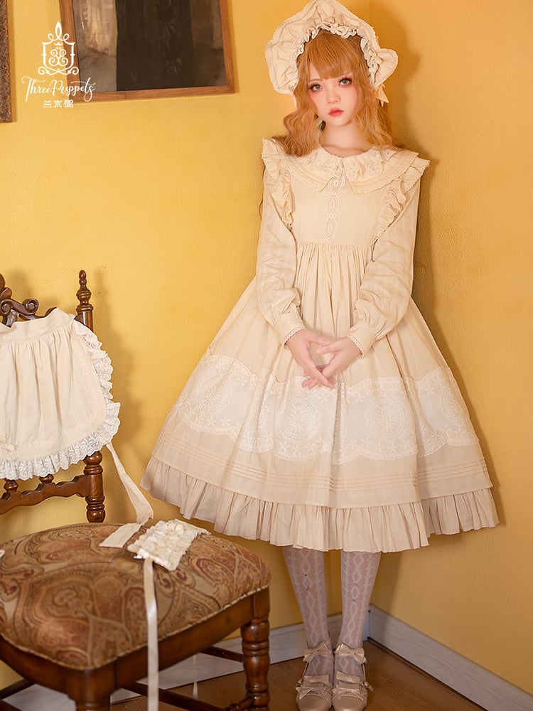 Camellia Peter Pan Collar Long Sleeves Sweet One Piece