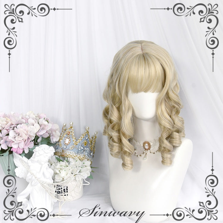 Pearl Mid-length Roman Curly Synthetic Wig with Bangs