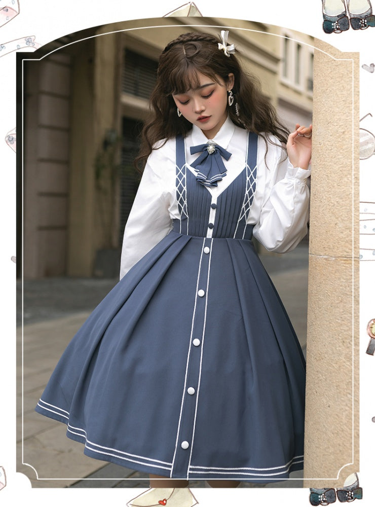 Book of Lies Sweetheart Neckline Military Jumper Skirt with Tie