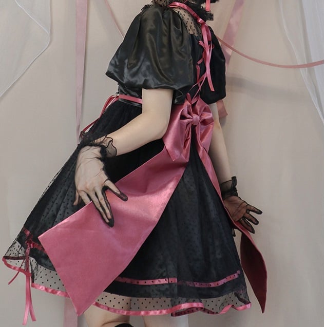 Jewel Heart Ruffle Neckline High Waist Lace-up Closure at Back Short Sleeves One Piece