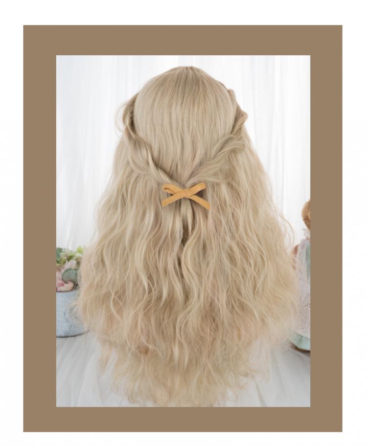 Gold JK Long Wool Curly Synthetic Wig with Bangs