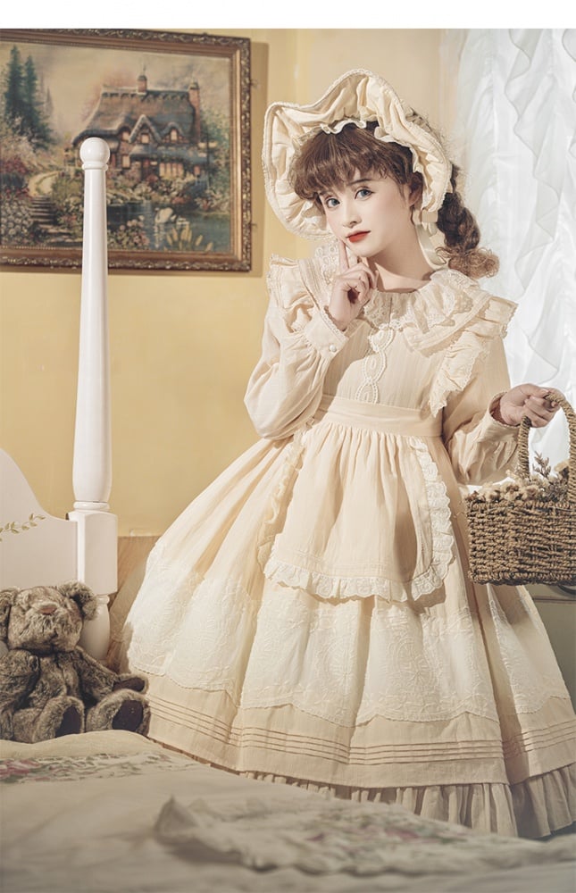 Camellia Peter Pan Collar Long Sleeves Sweet One Piece