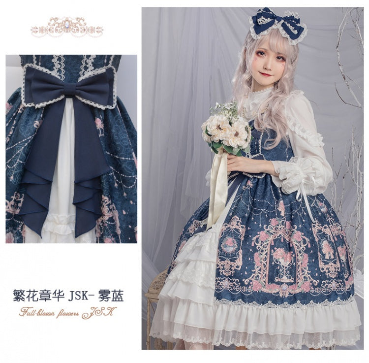 Pink floral Lolita jumper skirt