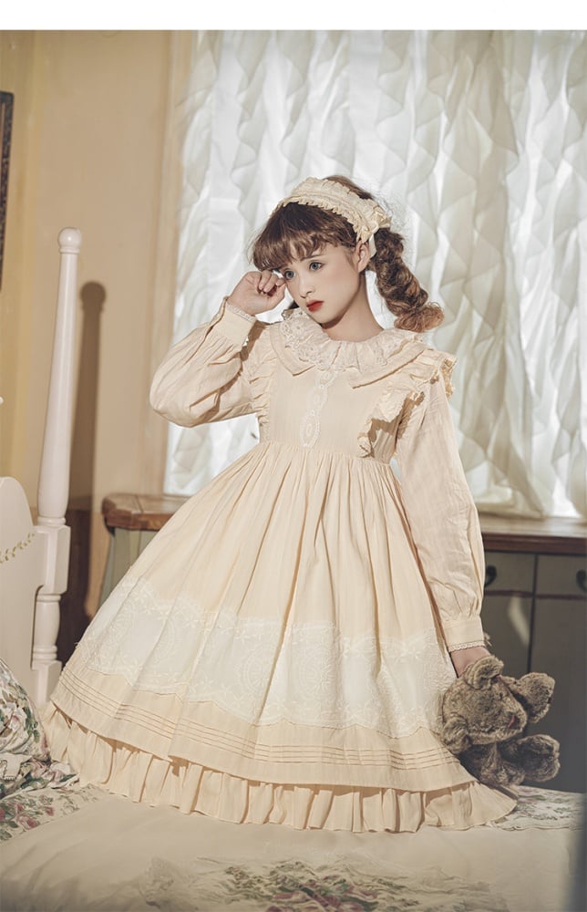 Camellia Peter Pan Collar Long Sleeves Sweet One Piece
