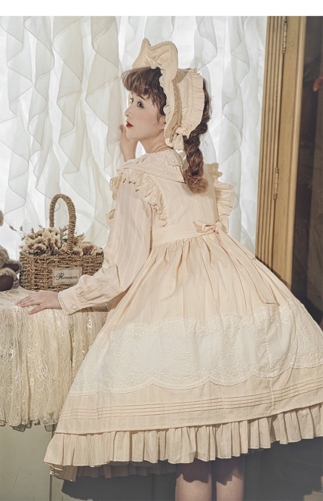 Camellia Peter Pan Collar Long Sleeves Sweet One Piece