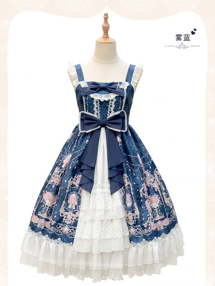 Elegant Navy Blue Dress with floral design