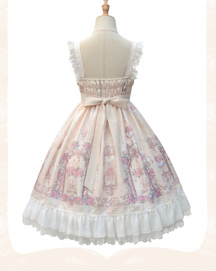 Soft pastel pink dress with ruffle hem