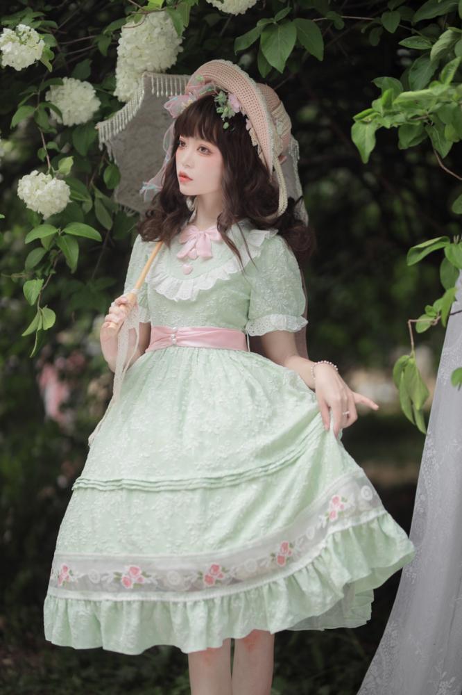 Little Rose Floral Embroidery One Piece