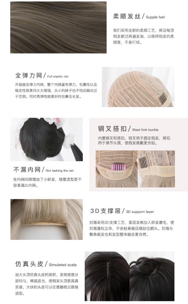 Strawberry Muffins Half Black and Half Pink Long Wavy Synthetic Wig With Bangs