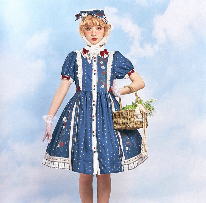 Berry Branch Short Sleeves Vintage One Piece