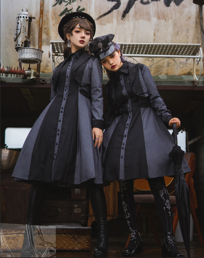 Night Work Investigation Turndown Collar Jumper Skirt