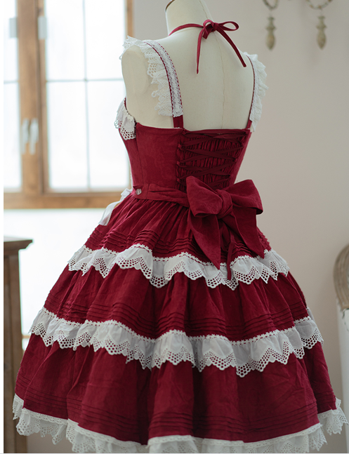 Cotton Summer Sweetheart Neckline Self-tie Elegant Jumper Skirt