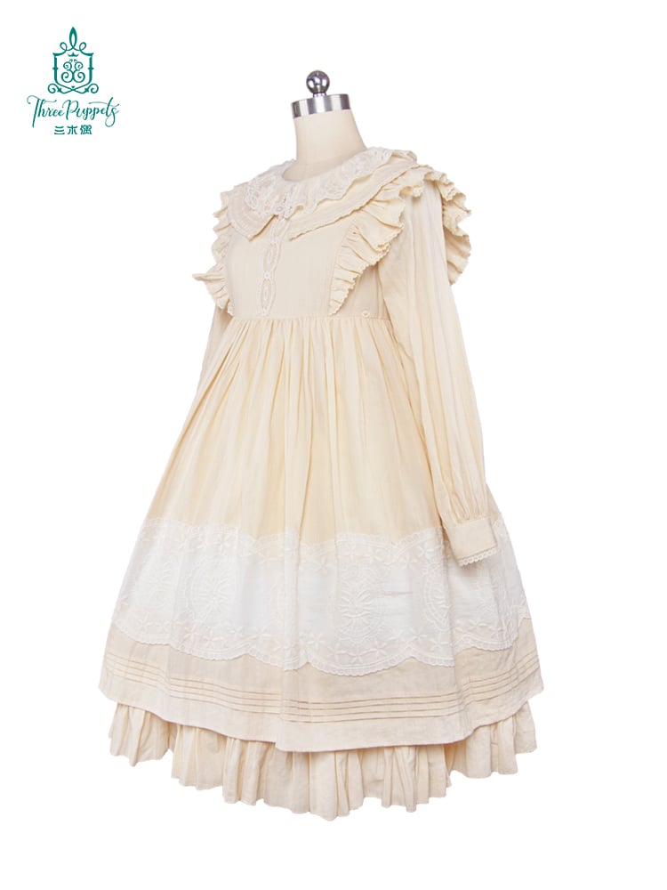 Camellia Peter Pan Collar Long Sleeves Sweet One Piece