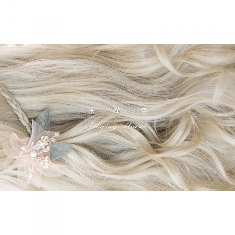 Beige Gold Center Point Long Curly Synthetic Wig