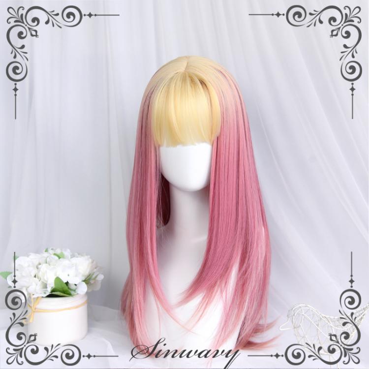 Cream Rose Microroll Long Curly Synthetic Wig