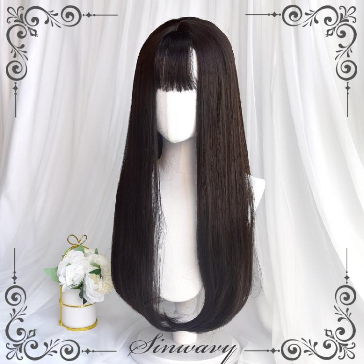 Agarwood Black Long Straight Synthetic Wig