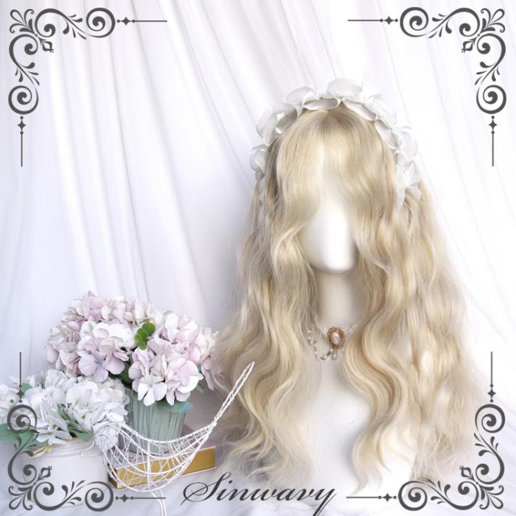 Dark Brown / Gold Long Curly Synthetic Wig with Bangs