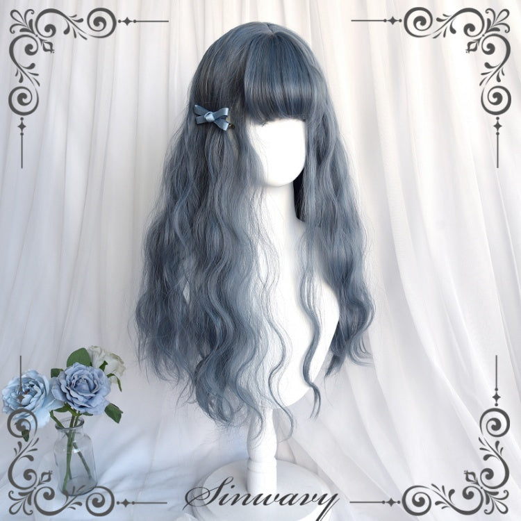 Shepherd Wool Roll Long Curly Synthetic Wig with Air Bangs