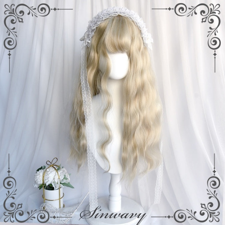 Shepherd Wool Roll Long Curly Synthetic Wig with Air Bangs
