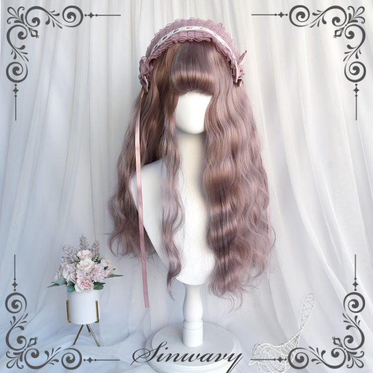 Shepherd Wool Roll Long Curly Synthetic Wig with Air Bangs