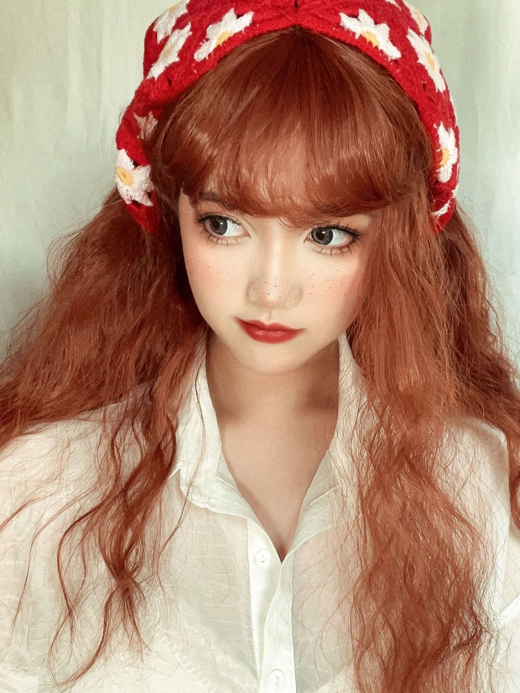 Reddish Brown Long Wavy Synthetic Wig