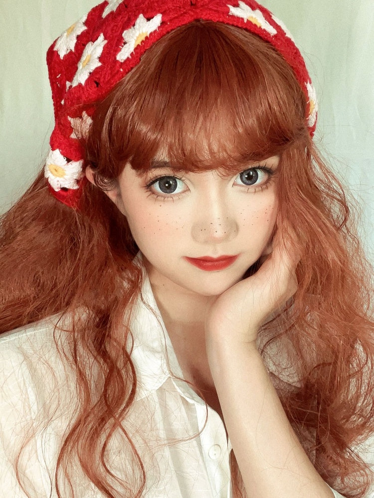 Reddish Brown Long Wavy Synthetic Wig