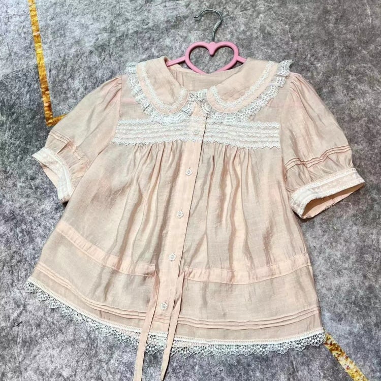 Summer Lace Trim Peter Pan Collar Blouse