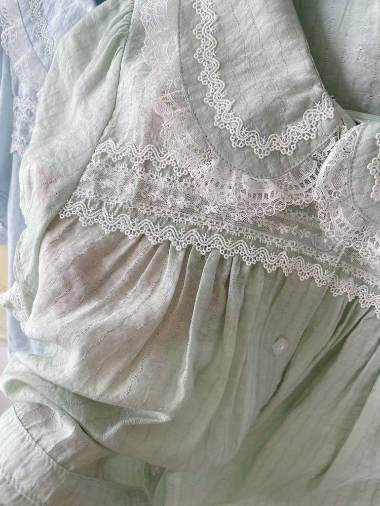 Summer Lace Trim Peter Pan Collar Blouse