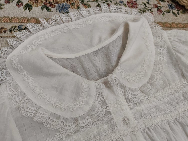 Summer Lace Trim Peter Pan Collar Blouse