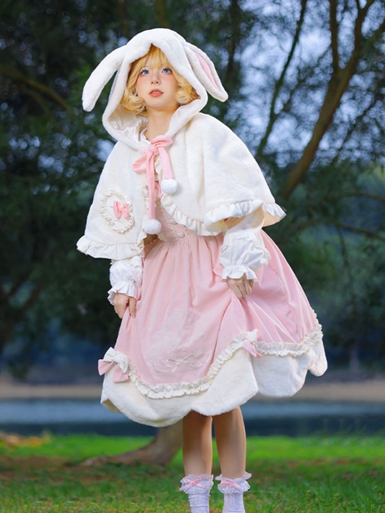 Pink Christmas Reindeer Embroidery Winter Jumper Skirt - Sukuroi