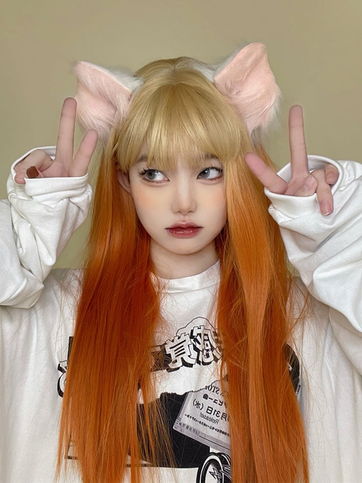 Ombre Orange Straight Synthetic Wig