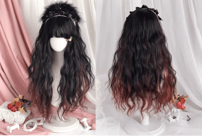 Highlight Hair Color Long Wavy Synthetic Wig 6 Colors