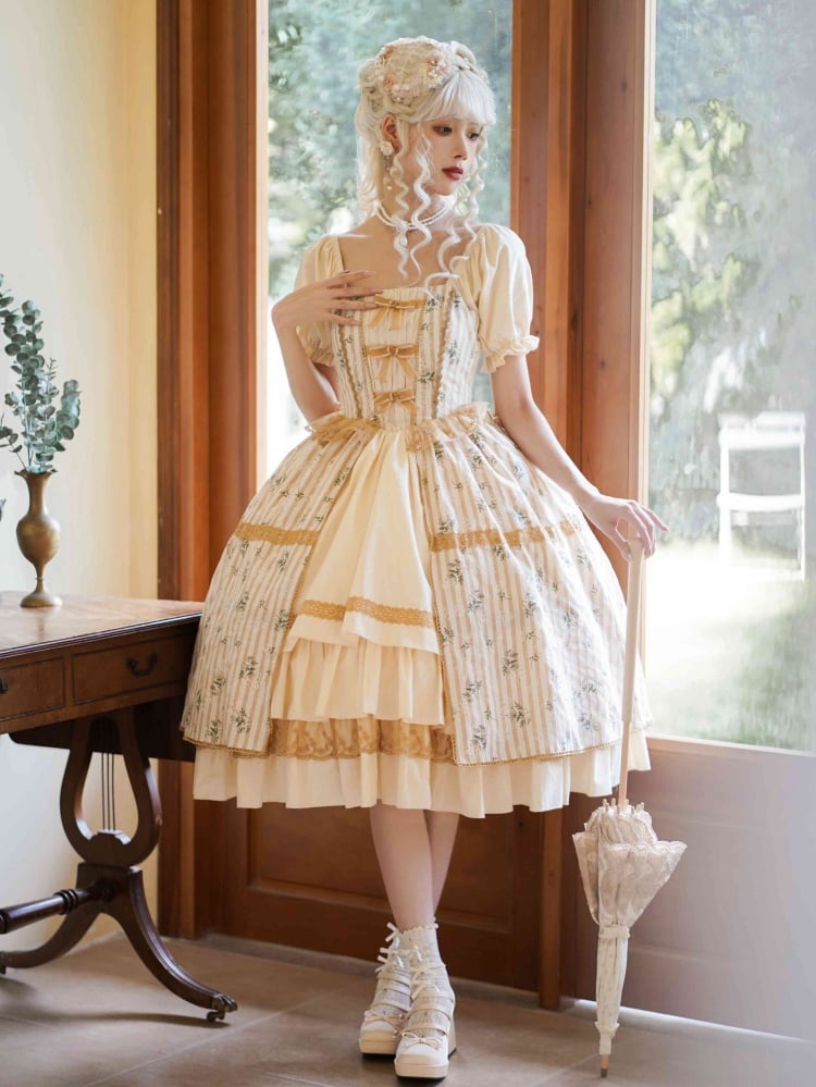 Yellow Daisy Print Off-the-shoulder/Square Neckline One Piece