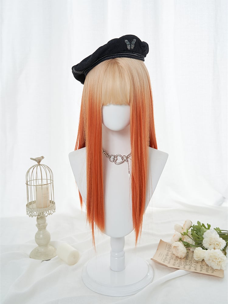 Ombre Orange Straight Synthetic Wig