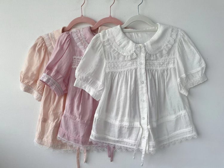 Summer Lace Trim Peter Pan Collar Blouse