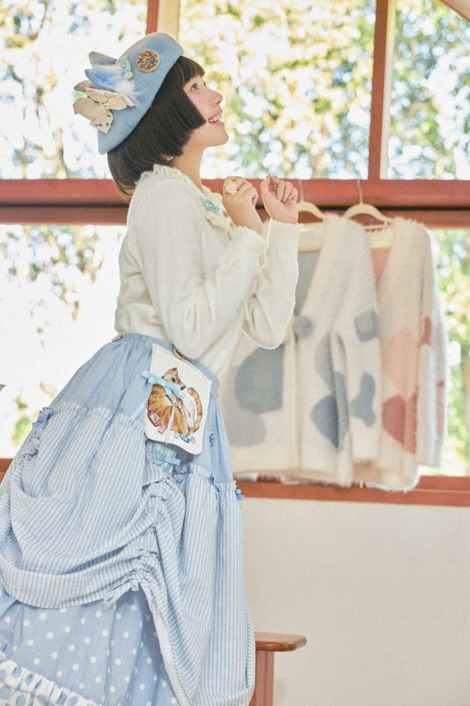 Pink / Blue Polka-dot Overalls Drawstring Hem